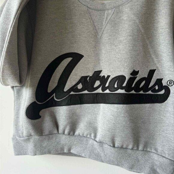 Upcycled Large grey cropped Astroids Jersey sweatshirt sweater TYPO - Picture 6 of 9